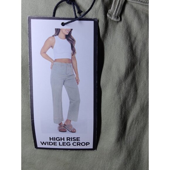 BCBGeneration High Rise Wide Leg Crop Twill Pants Light Green Button Fly 13/31 - Picture 7 of 7